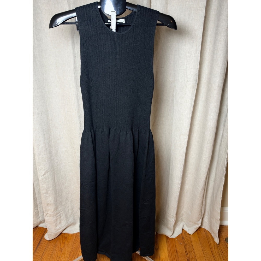 Everlane Knit Crew Dress Women's M Black Drop Waist Midi Sleeveless Minimalist